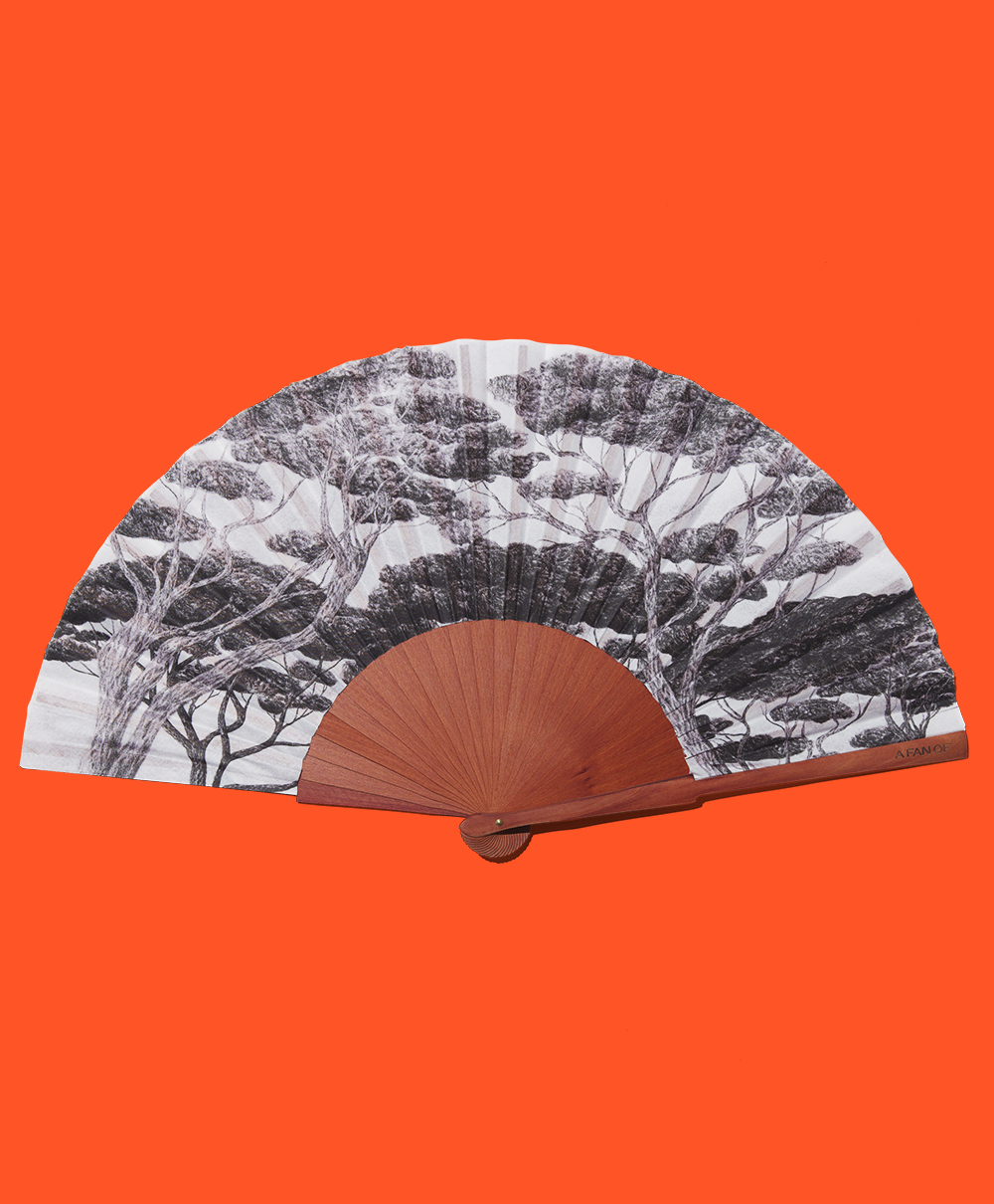 Charcoal Forest MAXI fan 100% handmade