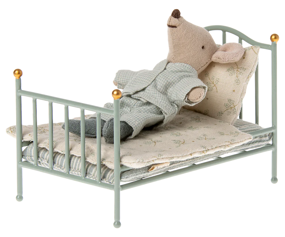 Vintage single bed, Mouse - Mint