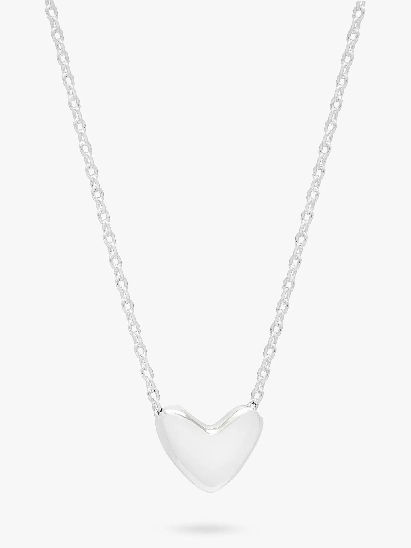 Domed Heart Necklace - Silver Plated