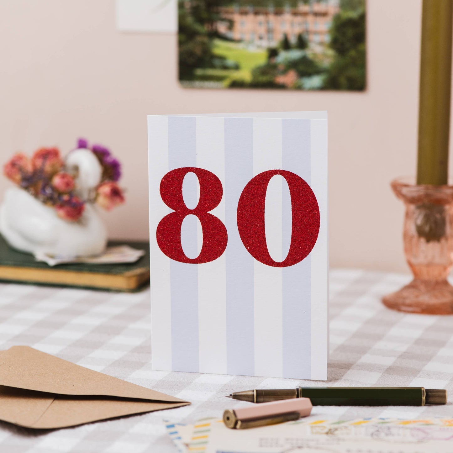 Age 80 Glitter 80th Birthday Card: Naked
