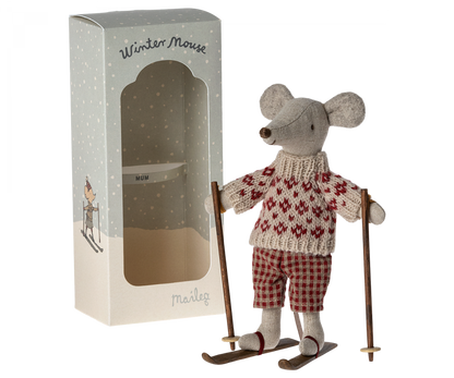 Winter mouse with ski set - Mum