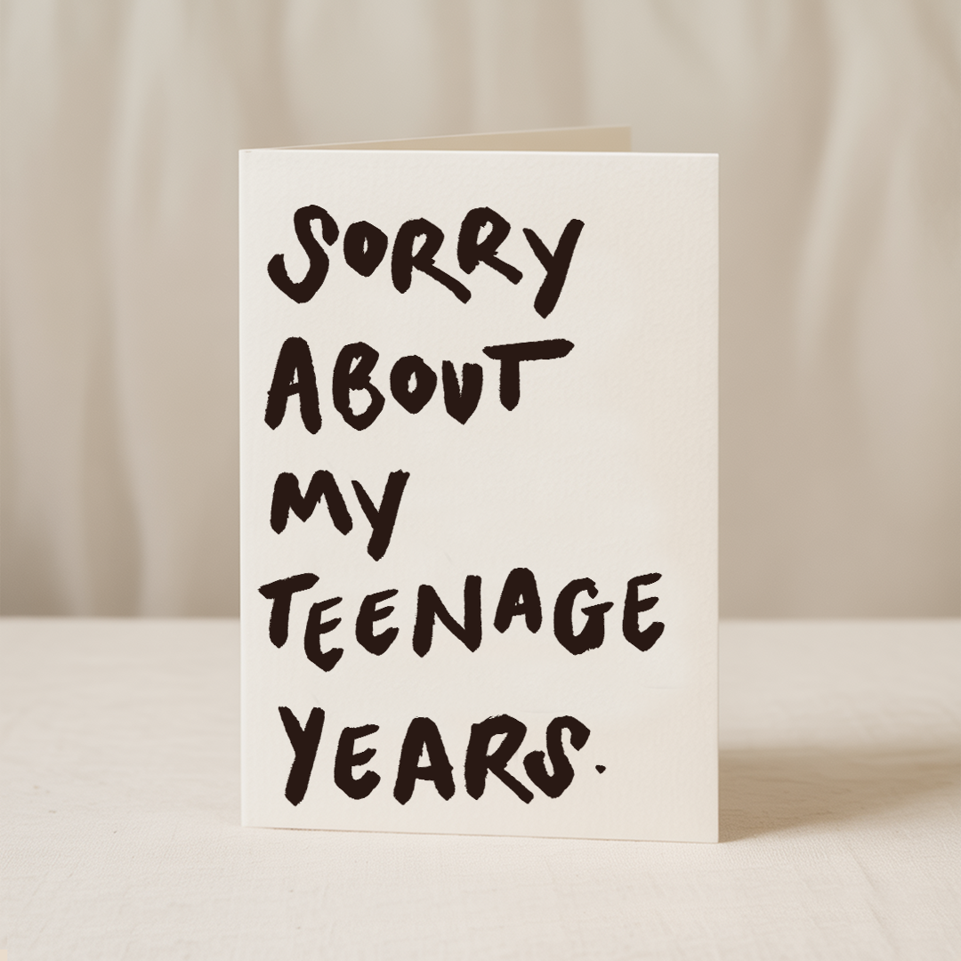 Sorry about my teenage years 5x7/A6 card: Cello Bag (Biodegradable) / 5x7