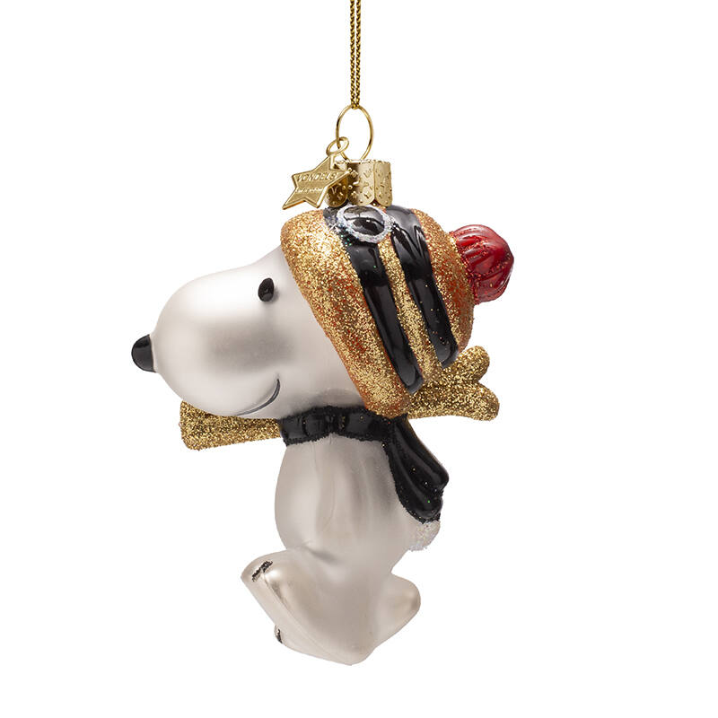Peanuts Glass Ornament - Snoopy with Skis