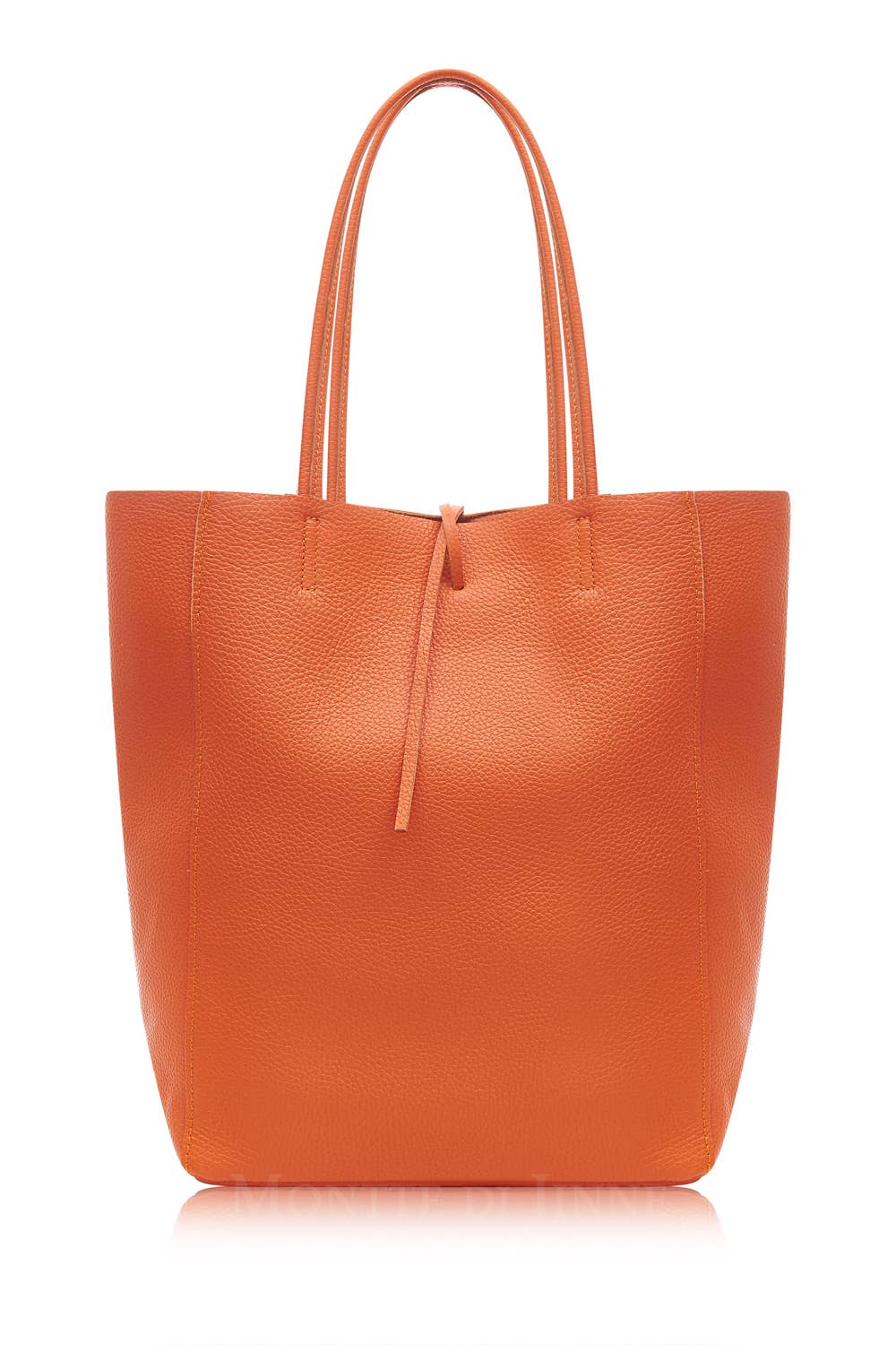 Italian Genuine Leather Large Shopper Tote Shoulder Handbag: Burnt Orange