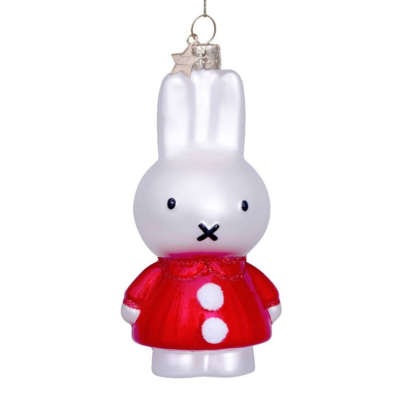 Miffy Glass Ornament - With Red Santa Dress