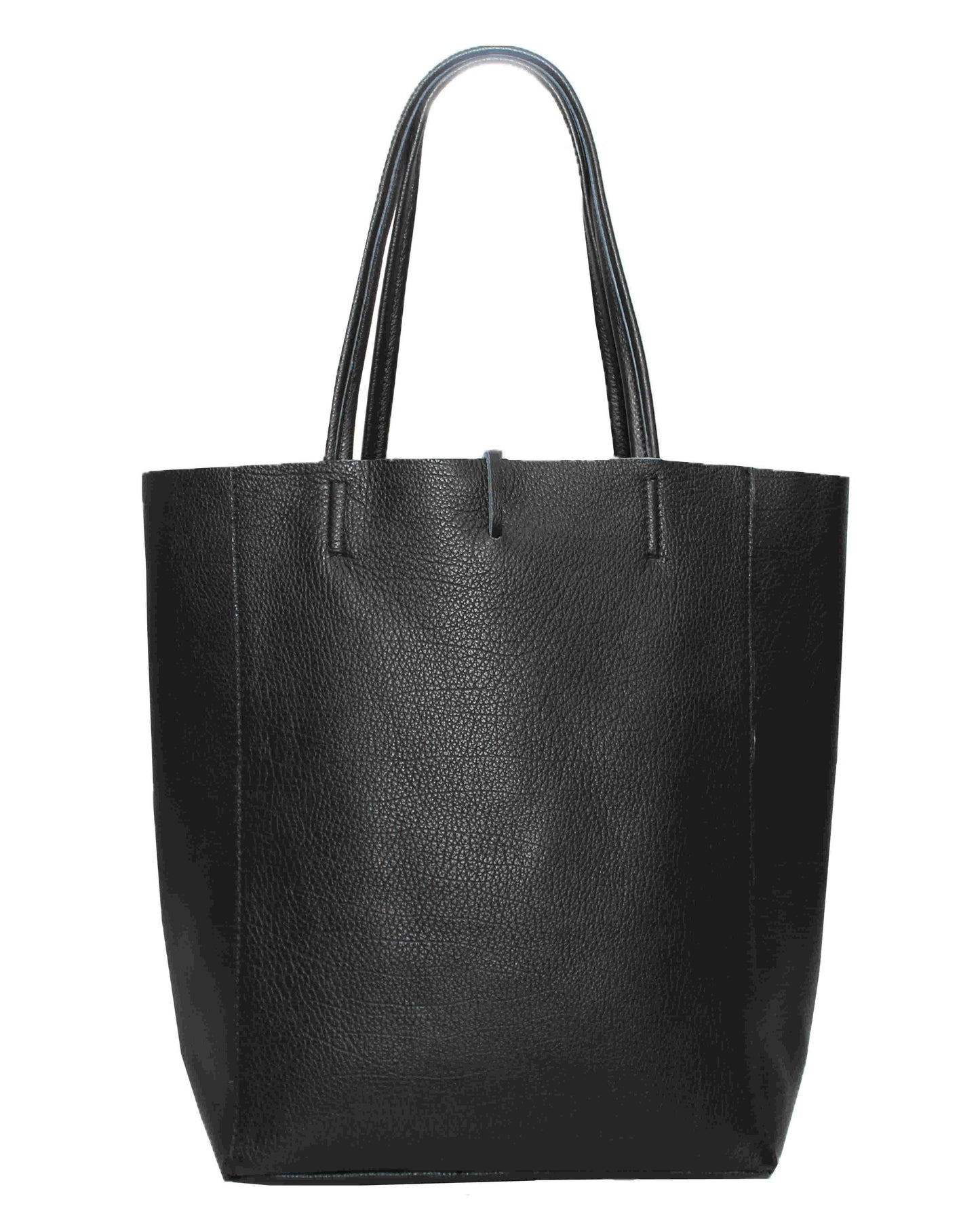 Italian Genuine Leather Large Shopper Tote Shoulder Handbag: Black