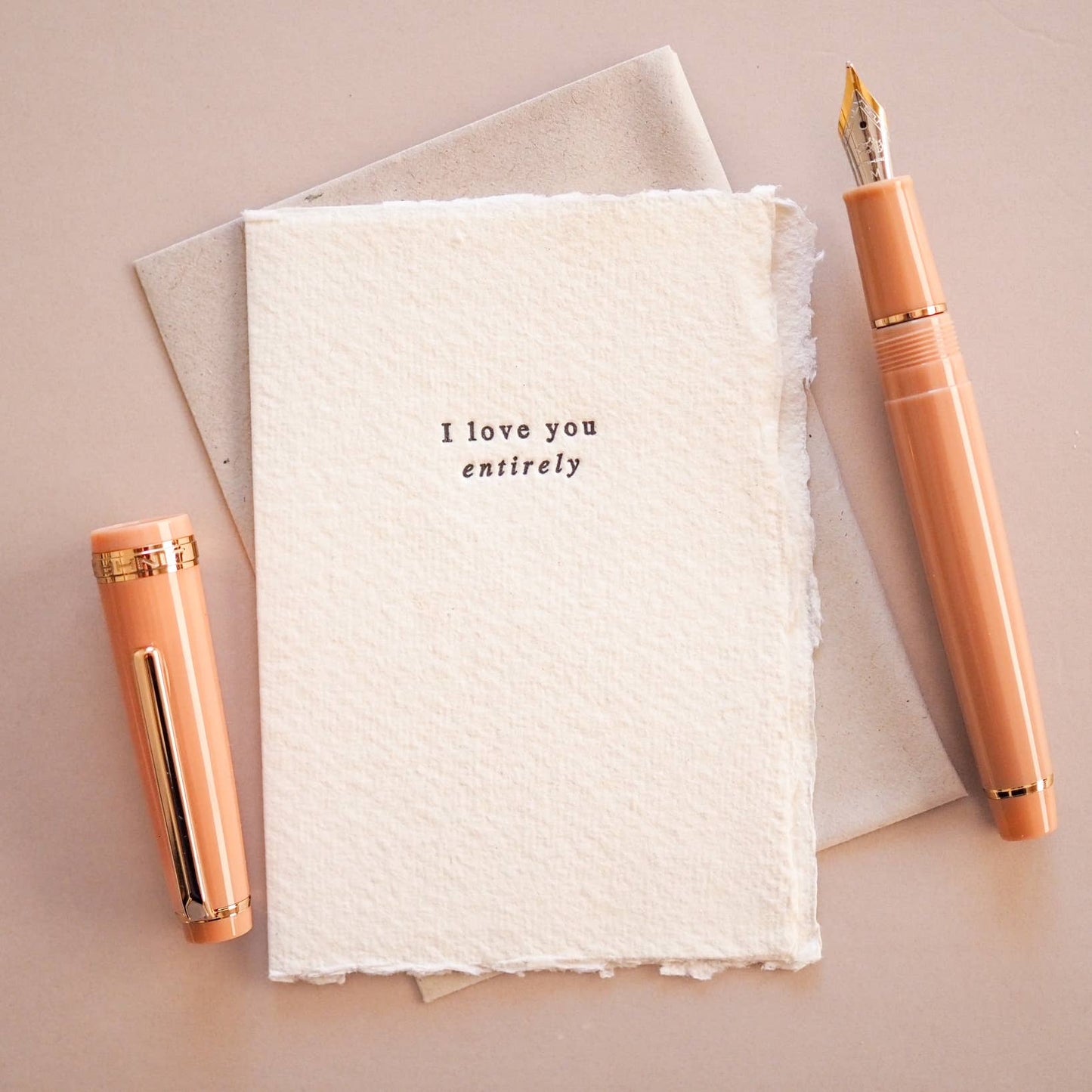I love you entirely letter press printed mini card
