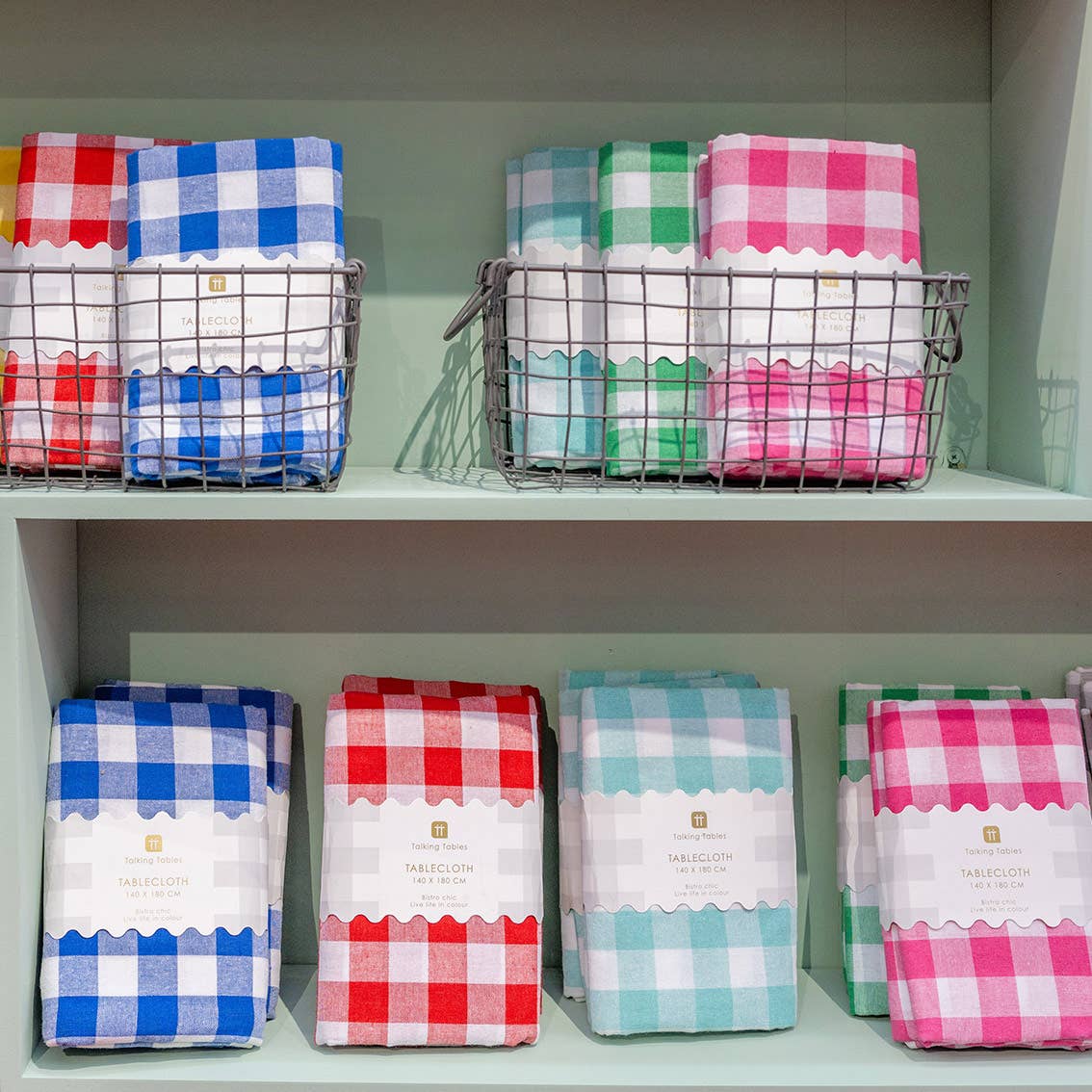 Raspberry & White Fabric Gingham Tablecloth | Summer |