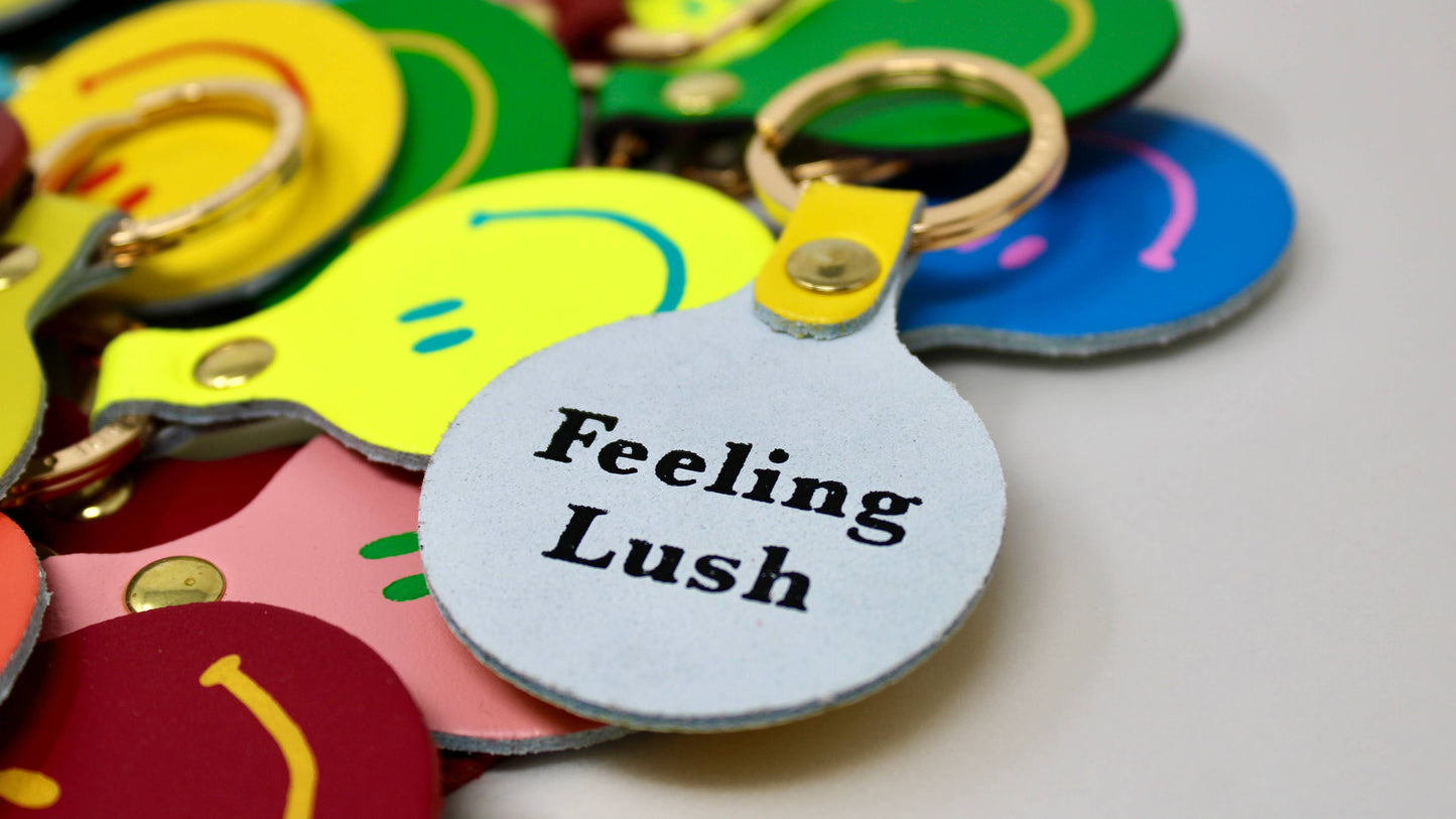 Feeling Lush Smilie Face Key Fob: Yellow