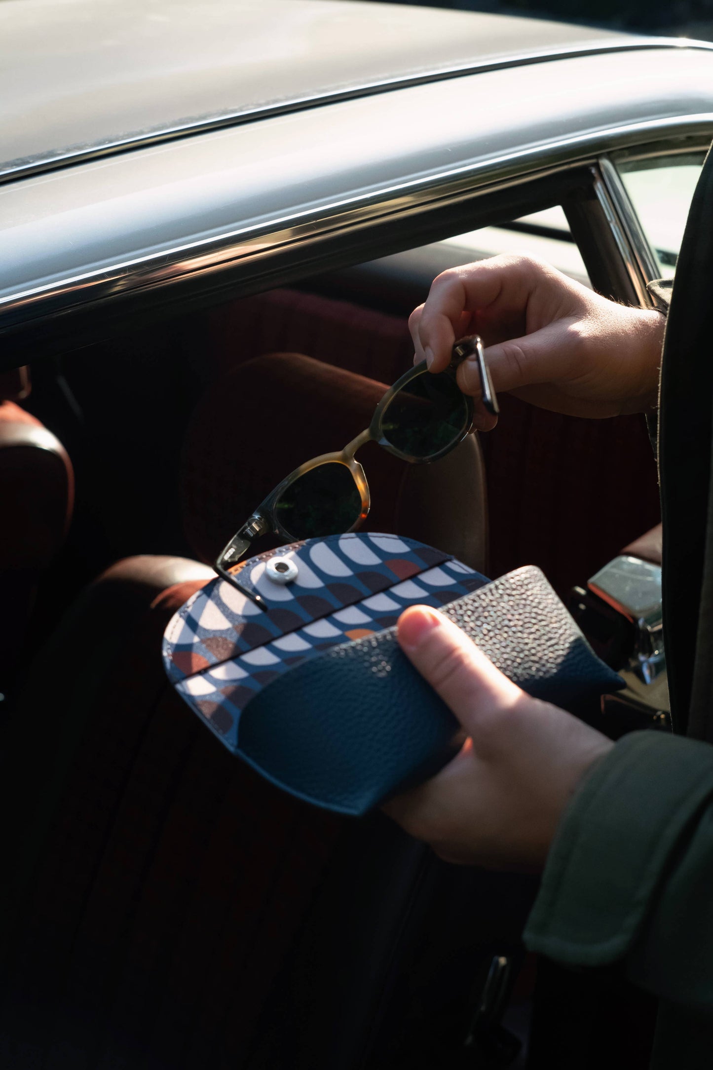 Navy Flap Glasses Case