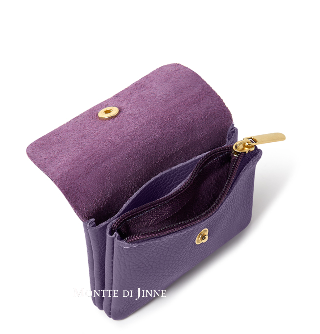 Genuine Leather Coin Purse And Card Holder-Small: Mustard