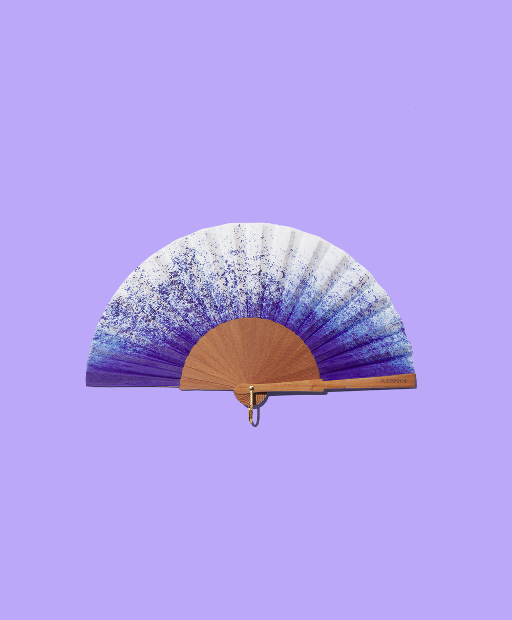 BLUE SPLASH Fan - 19 cm - Blue and white