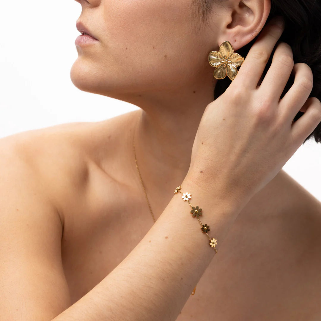 Fay - Flower Chain Bracelet Stainless Steel - Gold