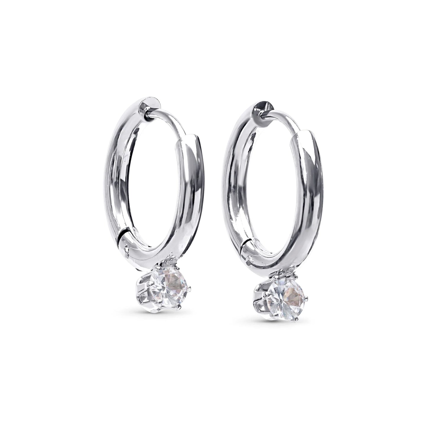 Oline - Crystal Hoop Earrings Stainless Steel