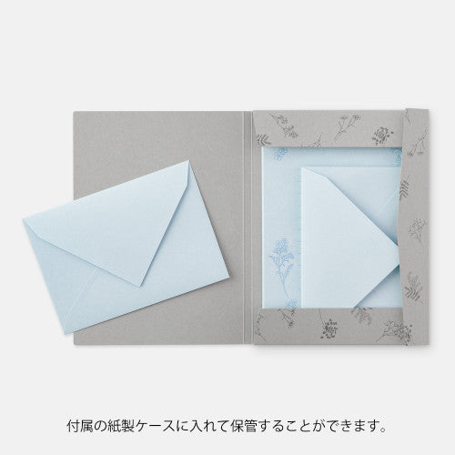 Midori Letter Set 317 Flower Color Washi Paper Blue