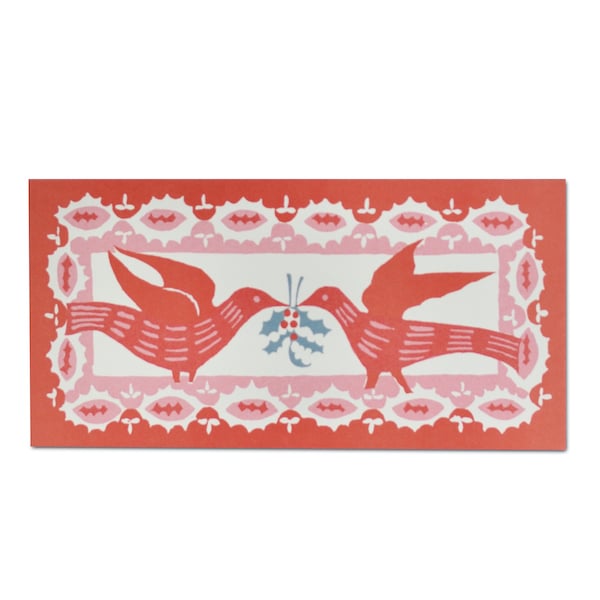 Pack of 6 Long Cards - Christmas Birds