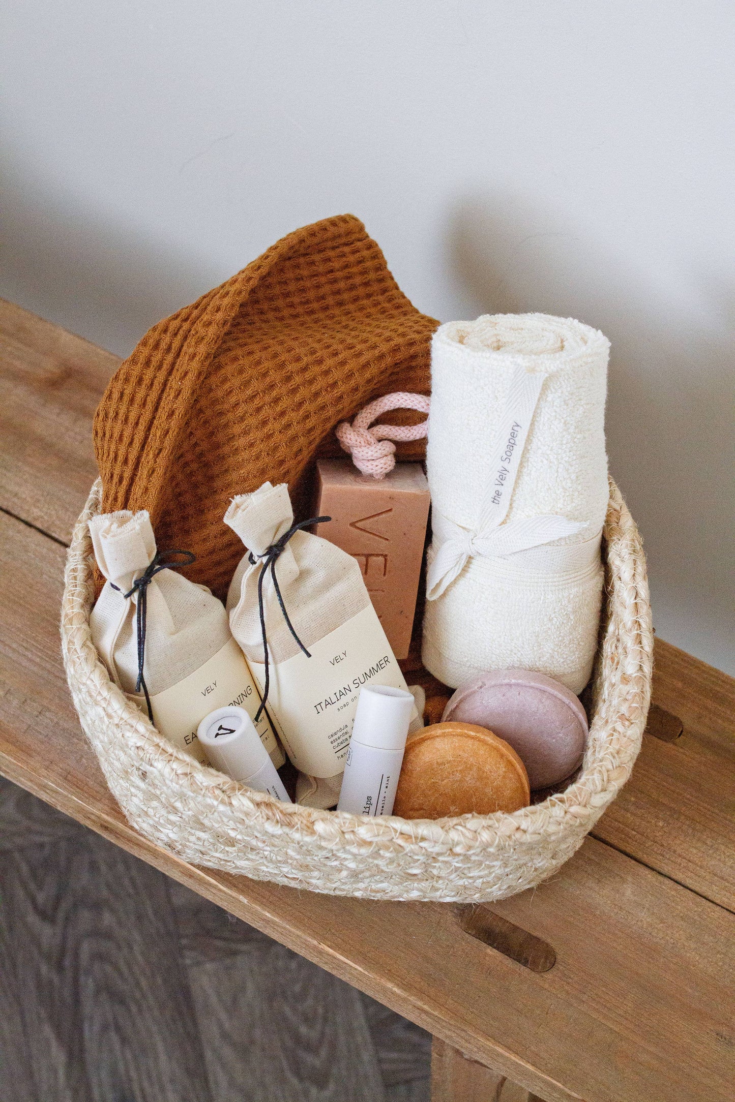 Natural Handmade Soap On A Rope With Pink Clay "Amélie"
