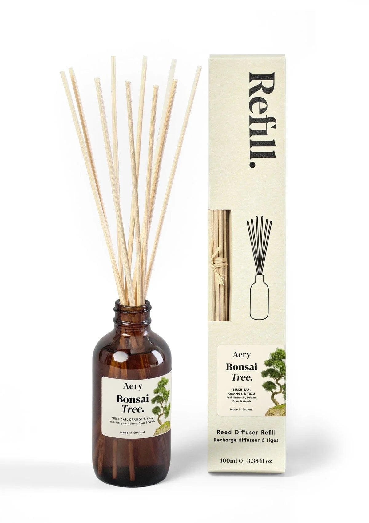 Bonsai Reed Diffuser in Amber Bottle 100 ml (inc 2 sets of reeds)