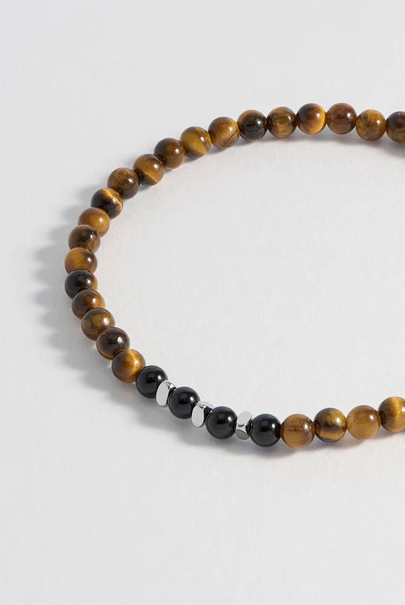 Tigers Eye And Black Onyx Beaded Bracelet - 4mm