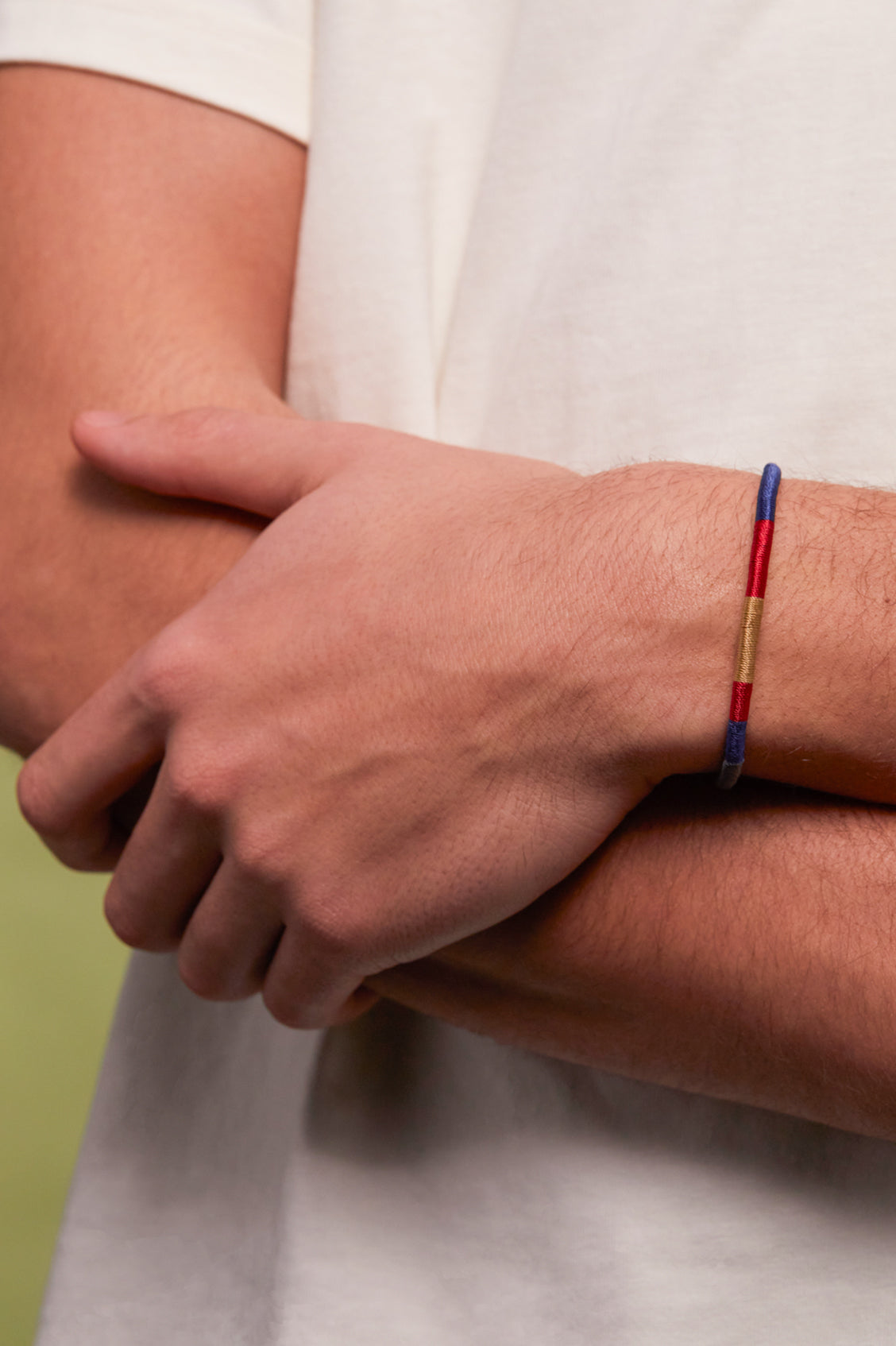 Thread Woven Bracelet - Navy Red and Mustard