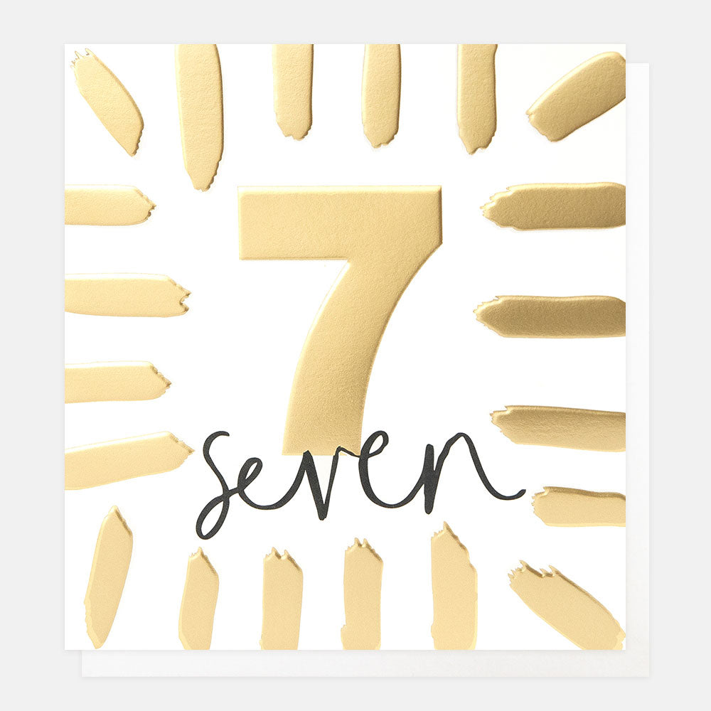 Gold Brushstrokes 7th Birthday Card