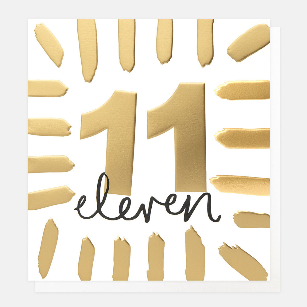 Gold Brushstrokes 11th Birthday Card