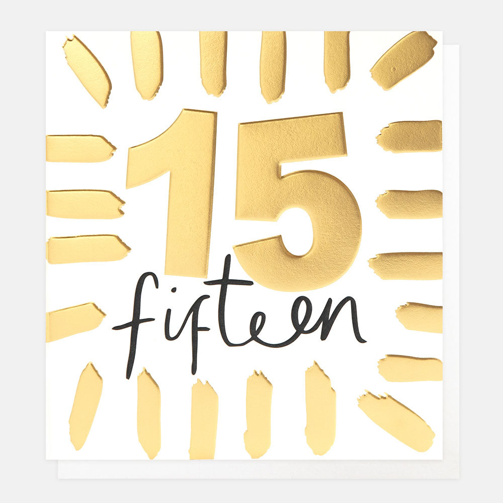 Gold Brushstrokes 15th Birthday Card