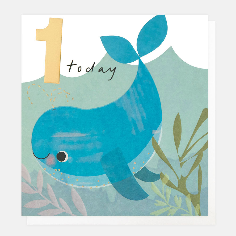 Blue Whale 1st Birthday Card