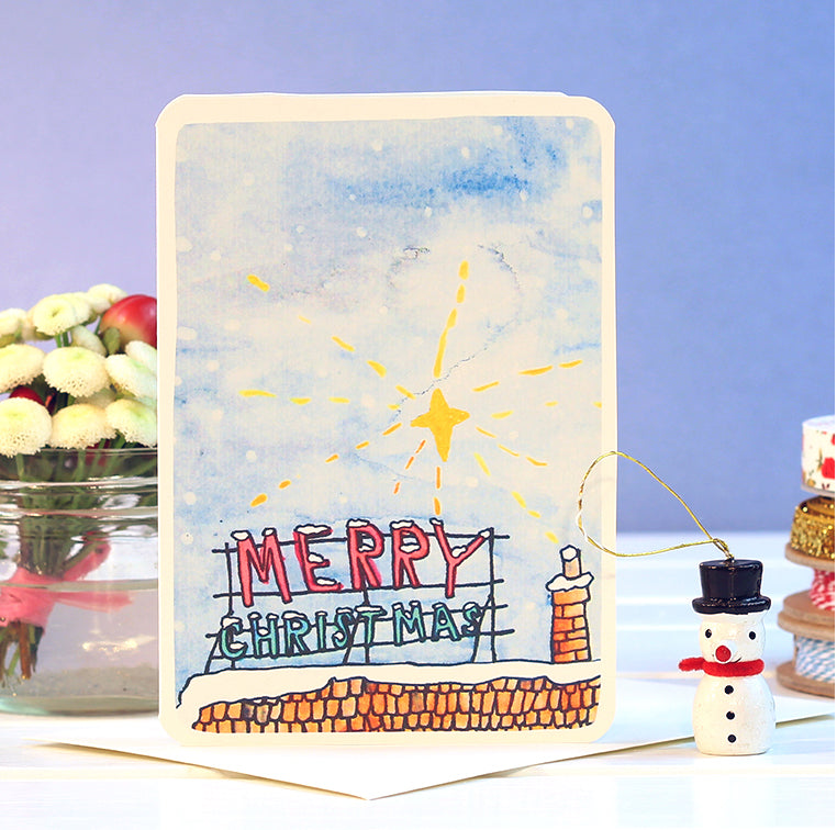 Merry Christmas Roof Sign Card