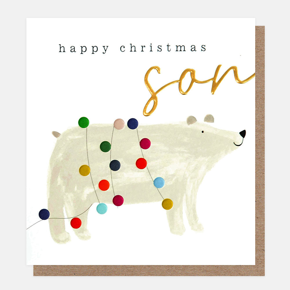 Polar Bear and Lights Happy Christmas Son Card