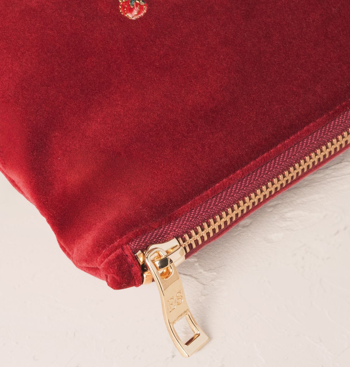 Camellia Romance Mini Pouch - Cranberry Velvet