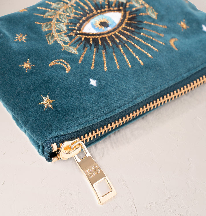 Celestial Eye Velvet Coin Purse - Rich Blue