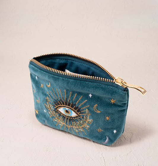 Celestial Eye Velvet Coin Purse - Rich Blue