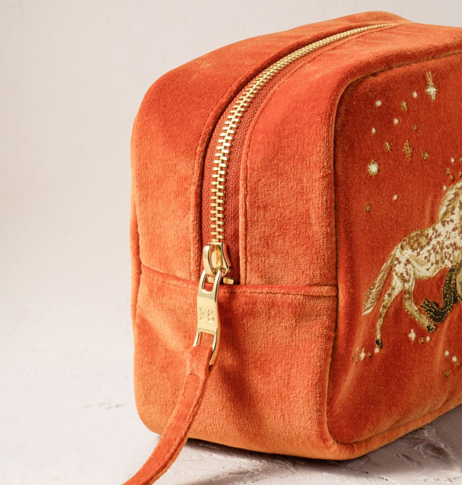 Celestial Wild Horses Makeup Bag -Terracotta