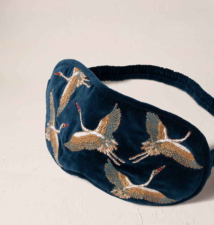 Cranes Eye Mask - Ink Blue