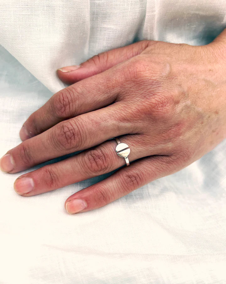 Adjustable Half Moon Ring - Silver