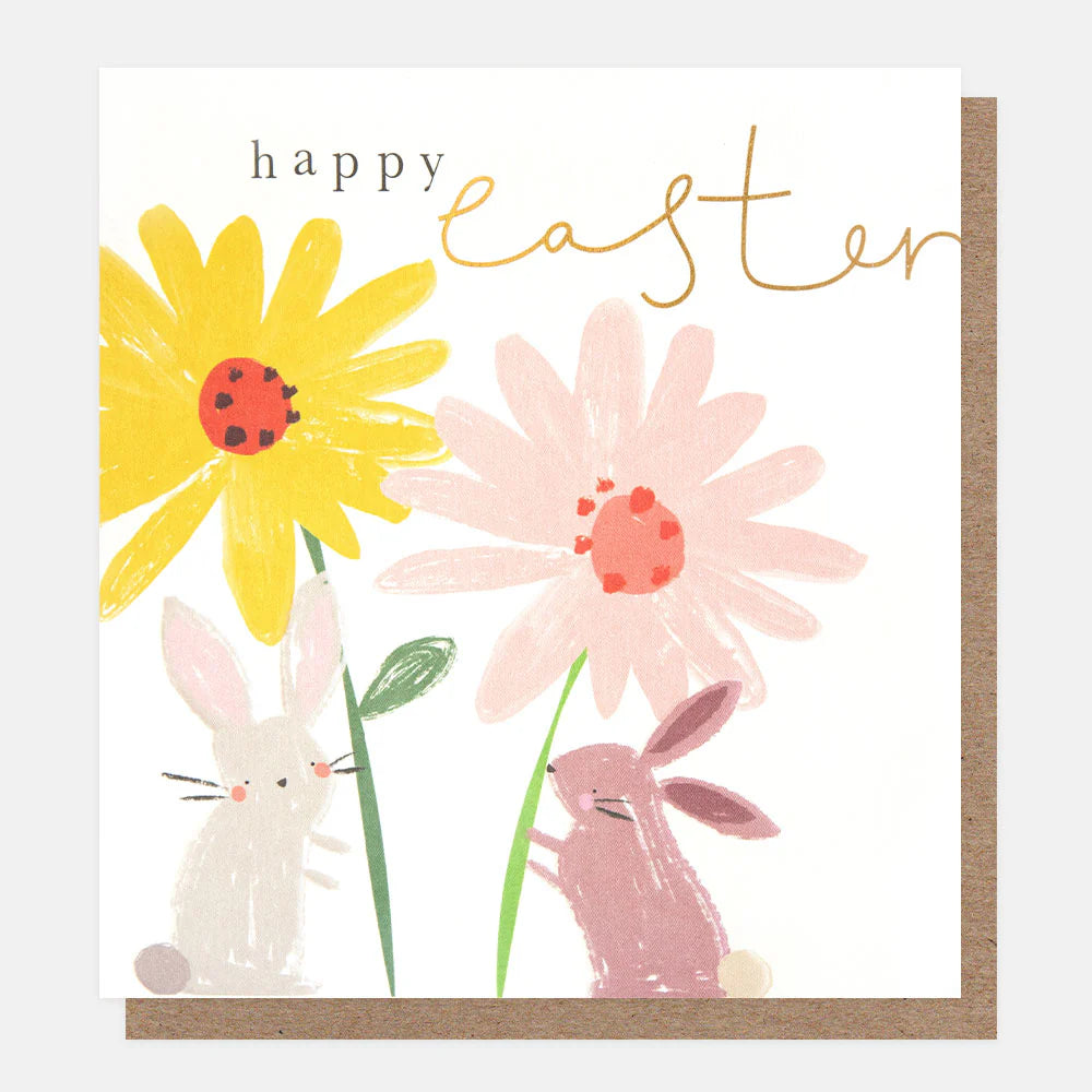 Happy Easter - Bunnies and Flowers