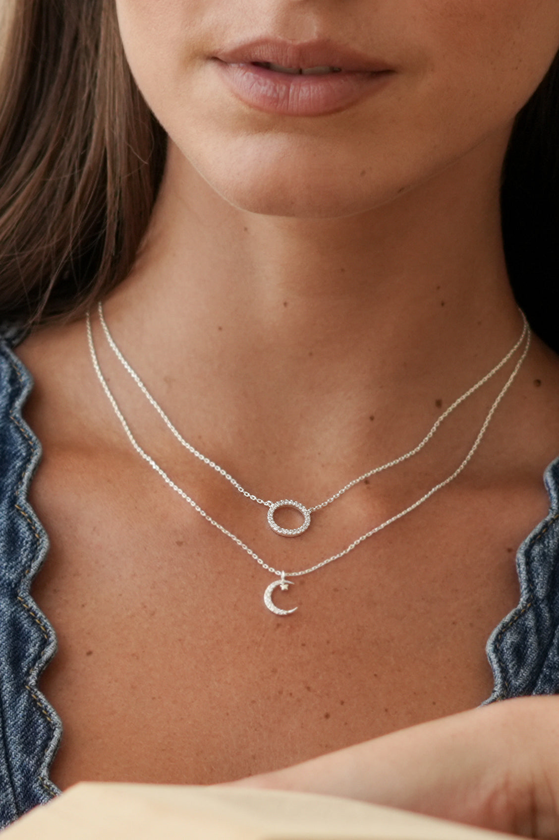 Circle CZ Necklace Silver
