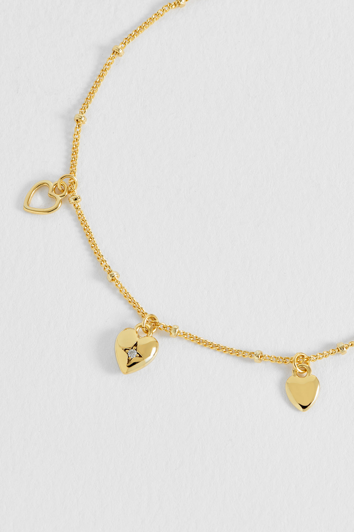 Multi Heart Charm Bracelet - Gold Plate