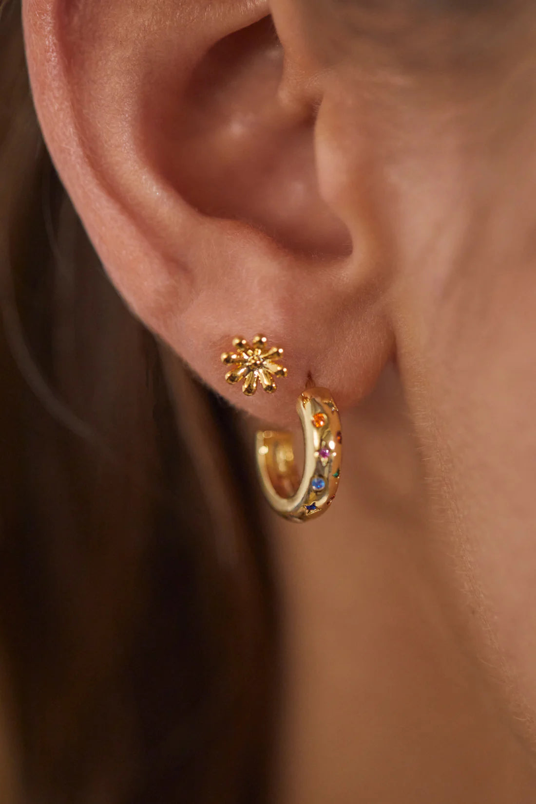 Chubby Rainbow Celestial Hoops - Gold Plated