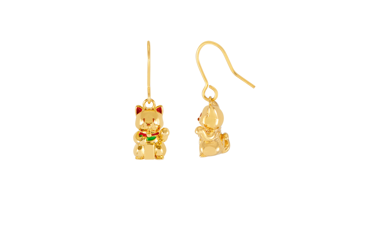 Lucky Cat Drop Hook Earrings