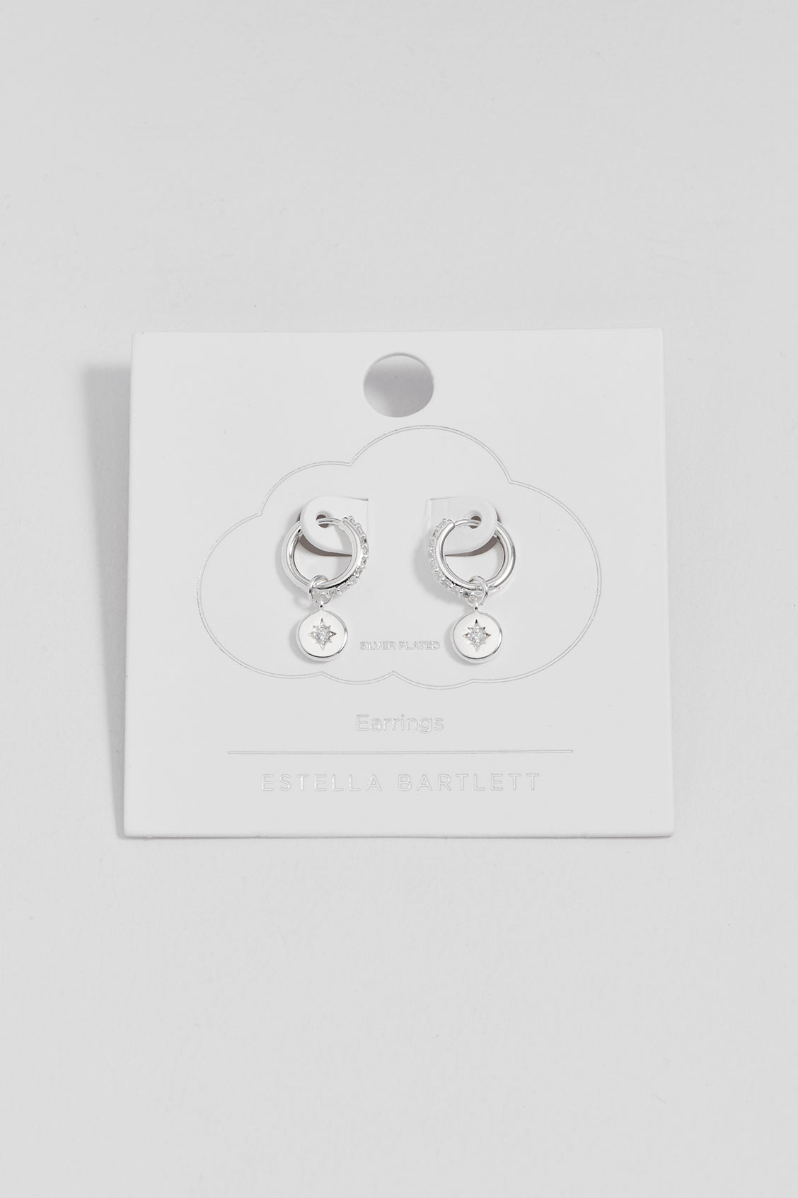North Star CZ Coin Hoops - Silver Plated