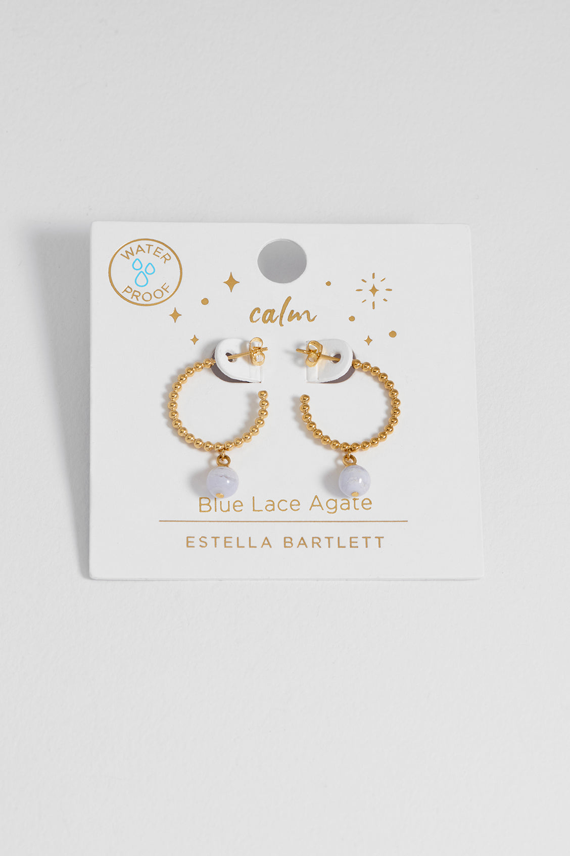 Wellness Blue Lace Agate Beaded Hoop Drop Earrings