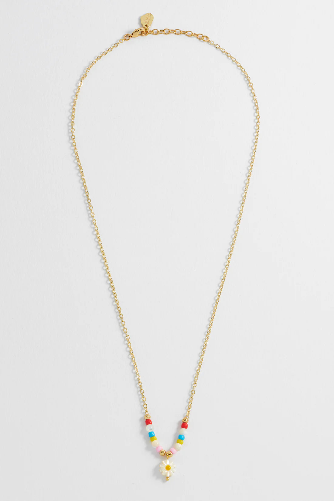 Flower Shell Bead And Chain Necklace - Gold Plated