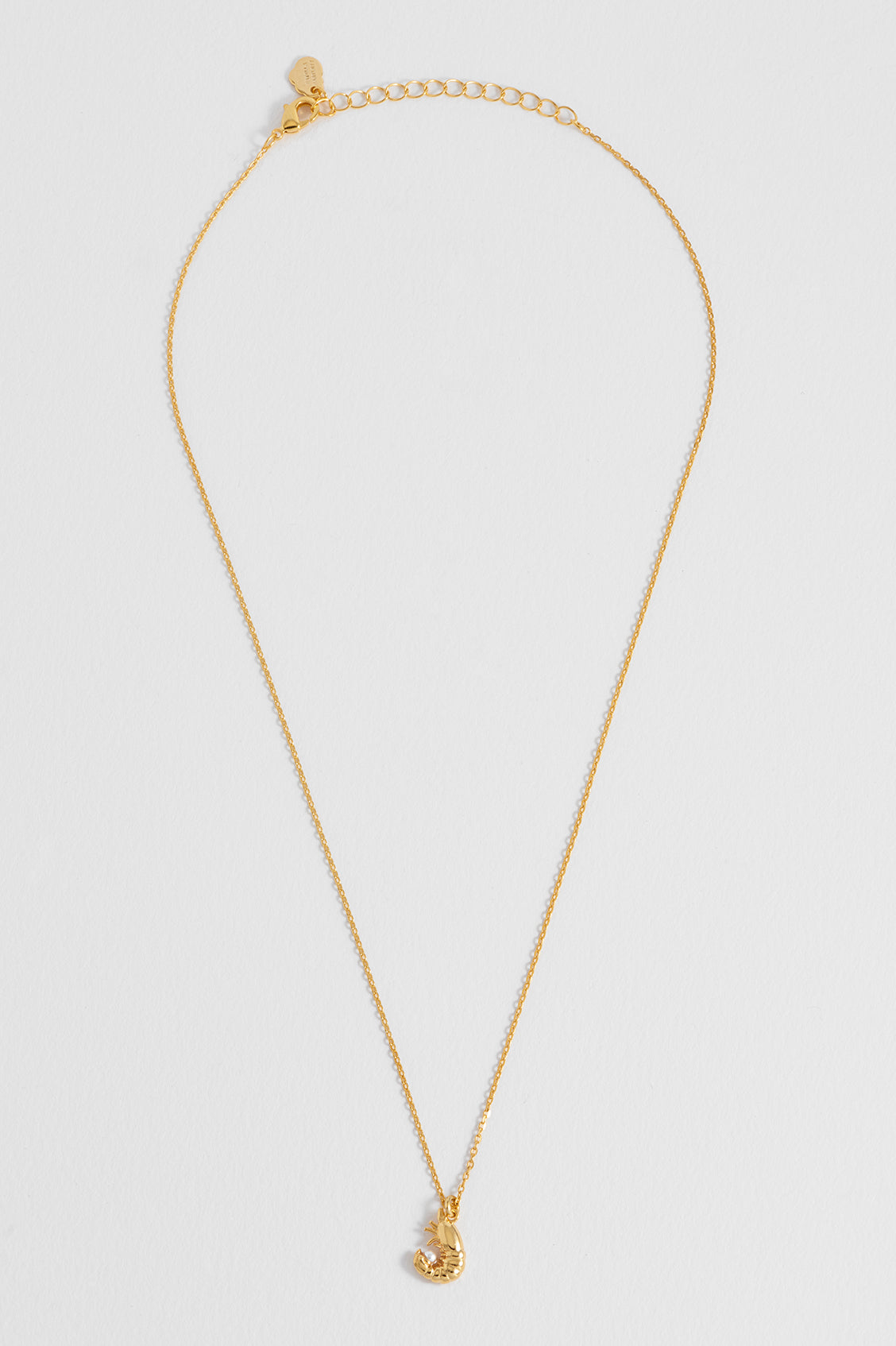 Shrimp with Pearl Necklace - Gold Plate
