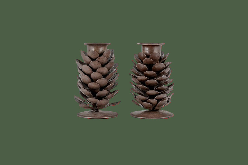 Elagalu Pine Cone Candlestick - Rust