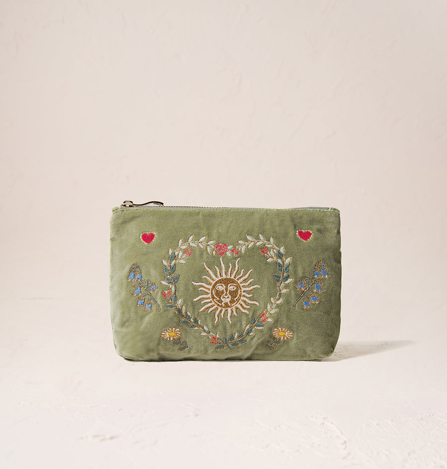 Earth Goddess Mini Pouch - Olive Velvet