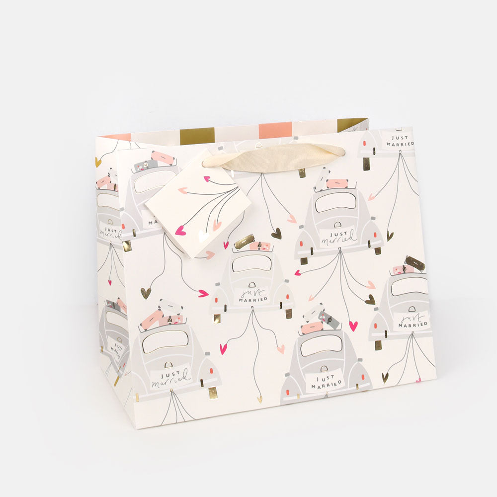 Just Married Wedding Cars Gift Bag - Landscape