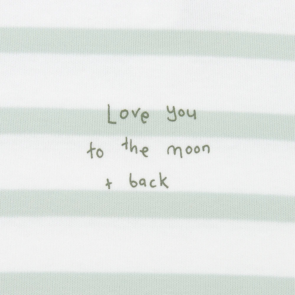 Powder Blue & White "Love You To The Moon and Back" Breton Striped All-in-One 0-1 month