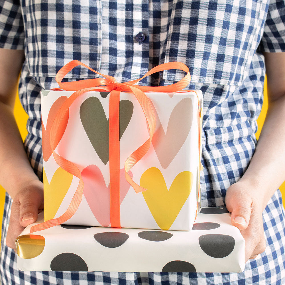 Multi Coloured Hearts 5m Roll Wrap